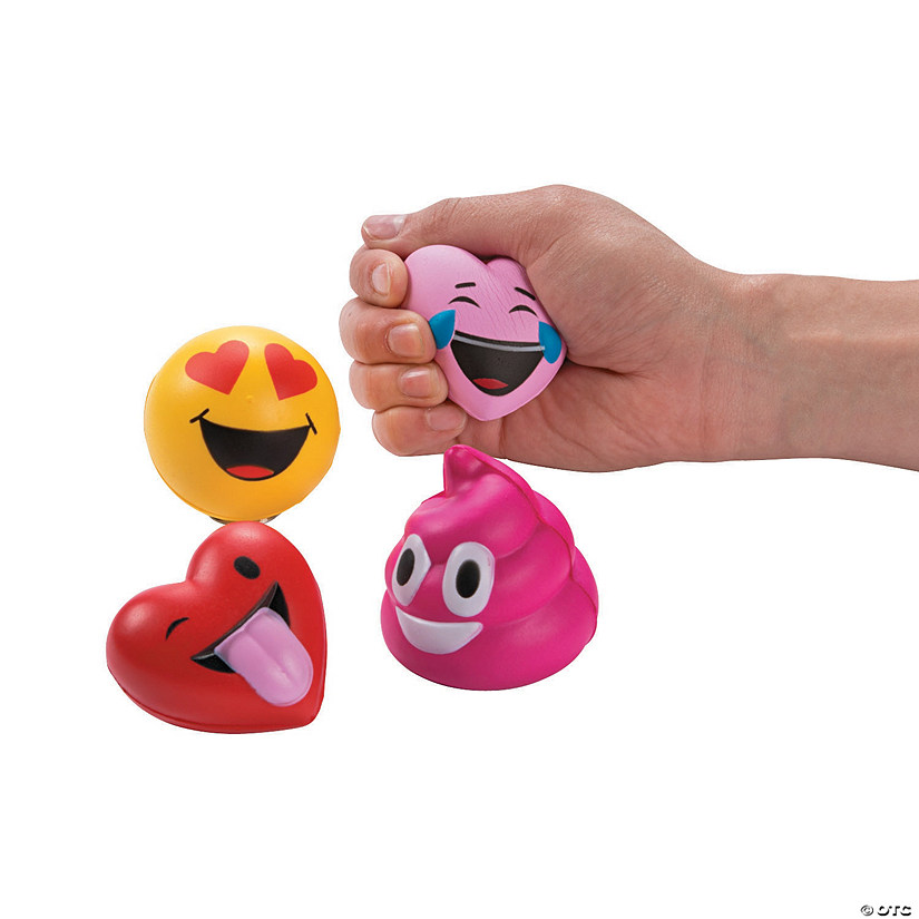 Valentine Emoji Stress Toys - 12 Pc. Image