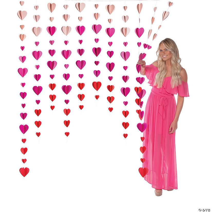 Valentine Hanging Hearts Curtain Backdrop Image
