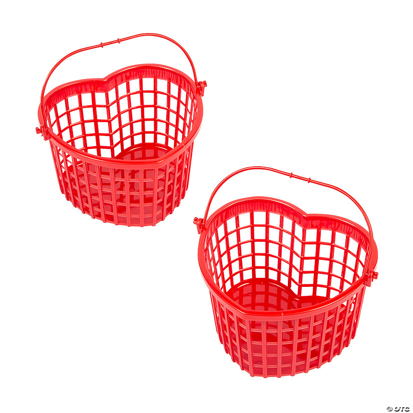 Valentine Heart-Shaped BPA-Free Plastic Baskets - 12 Pc. Image
