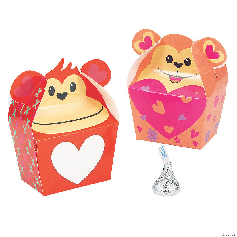 Valentine Monkey Treat Boxes - 12 Pc. Image