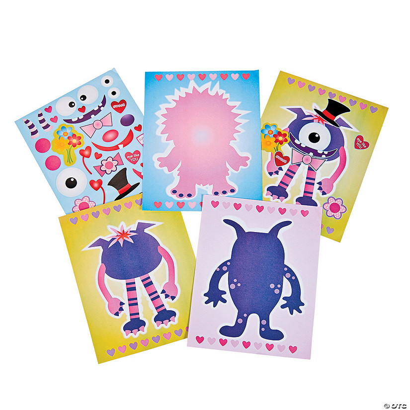 Valentine Monster Sticker Scenes - 12 Pc. Image