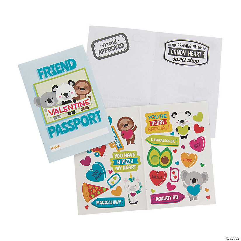 Valentine Passport Sticker Books - 12 Pc. Image