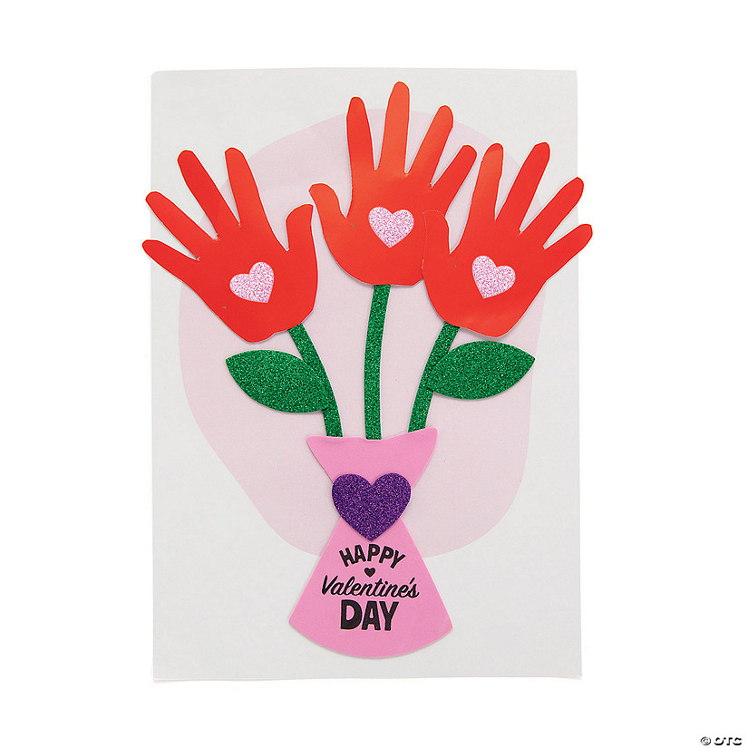 Valentine&#8217;s Day Bouquet Handprint Sign Craft Kit - Makes 12 Image