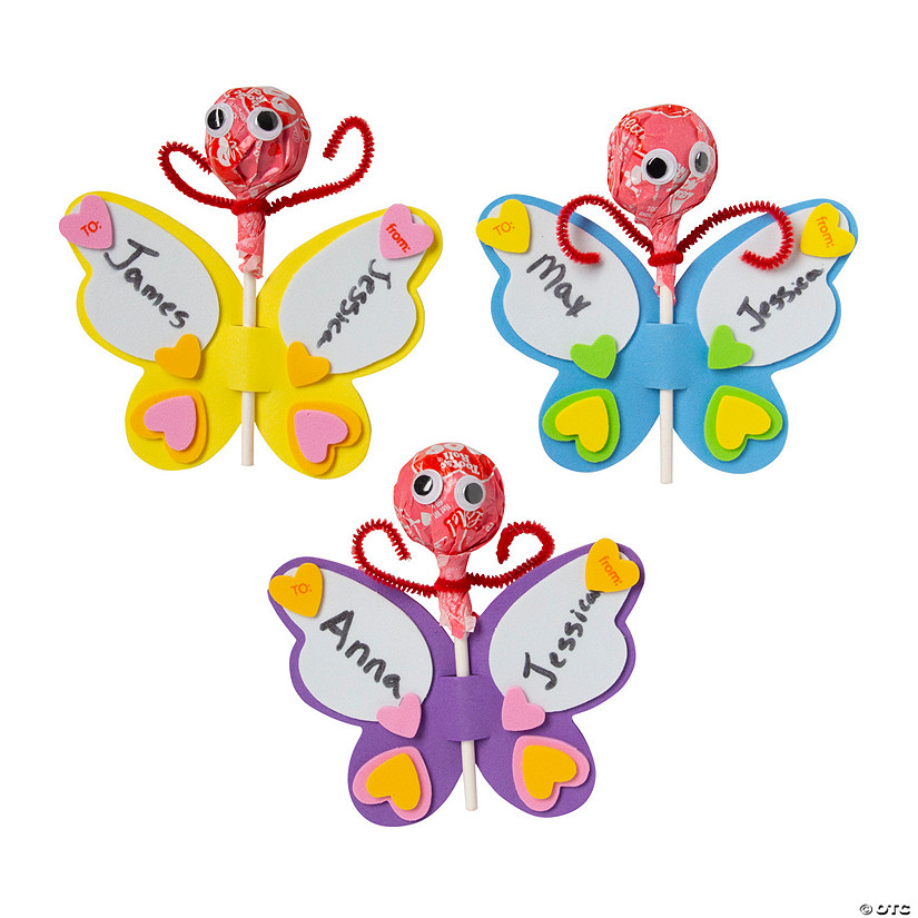 Valentine&#8217;s Day Butterfly Lollipop Craft Kit - Makes 12 Image
