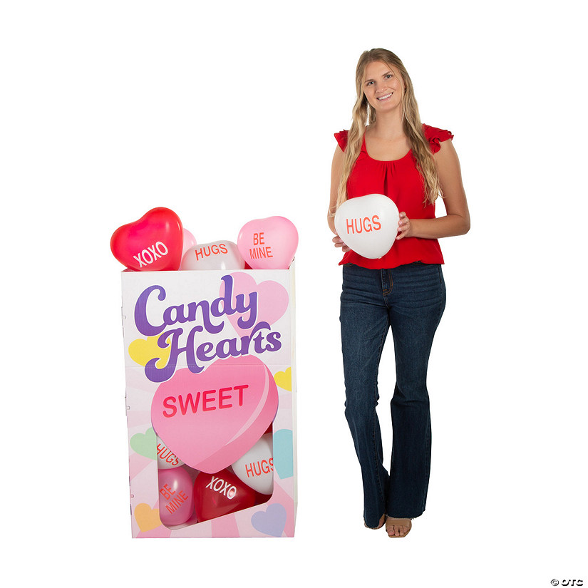 Valentine&#8217;s Day Conversation Heart Balloon Box with Balloons - 25 Pc. Image