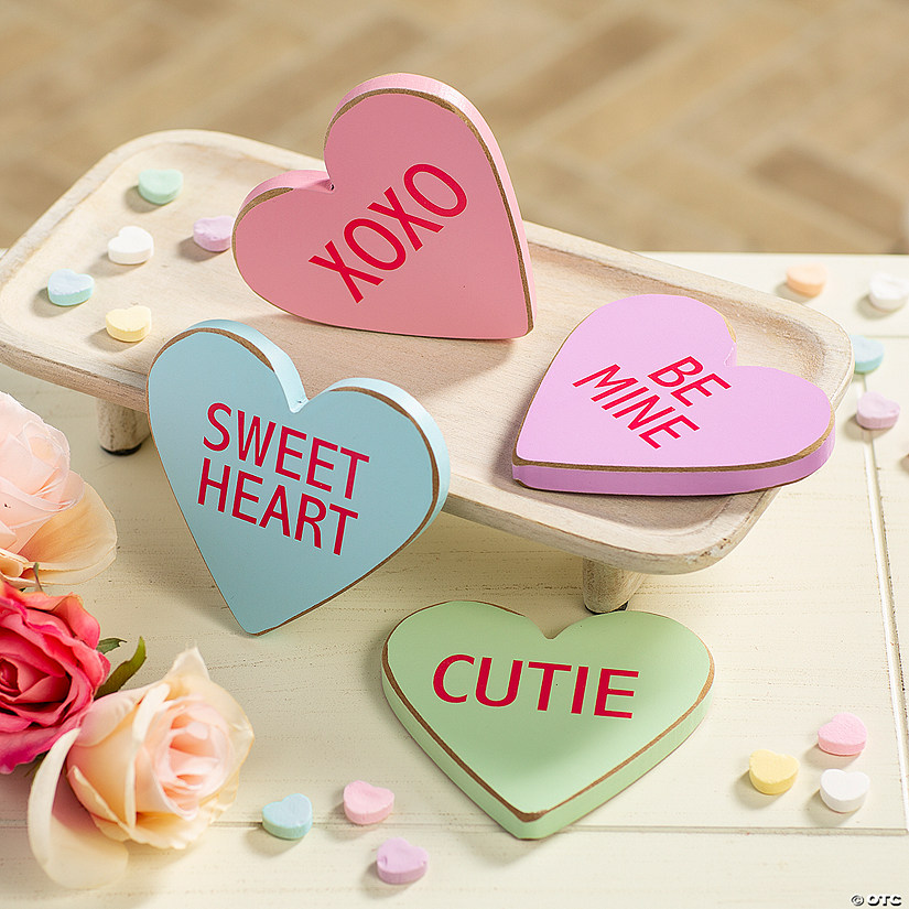 Valentine’s Day Conversation Hearts Tabletop Decorations 4 Pc