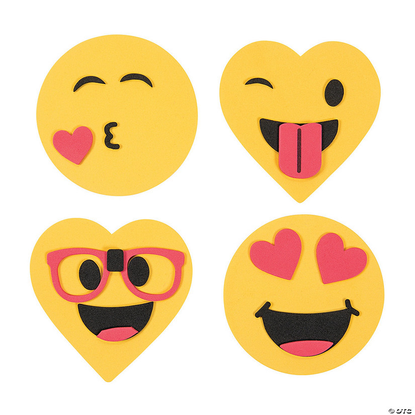 Valentine&#8217;s Day Face Emoji Magnet Foam Craft Kit - Makes 12 Image