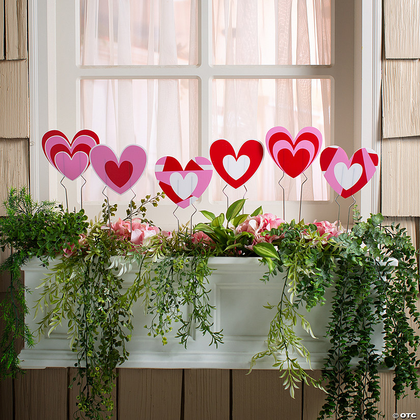 Valentine&#8217;s Day Heart Decorative Planter Stakes - 6 Pc. Image