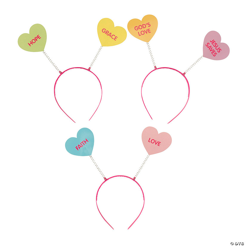 Valentine&#8217;s Day Party Religious Conversation Hearts Head Boppers - 12 Pc. Image