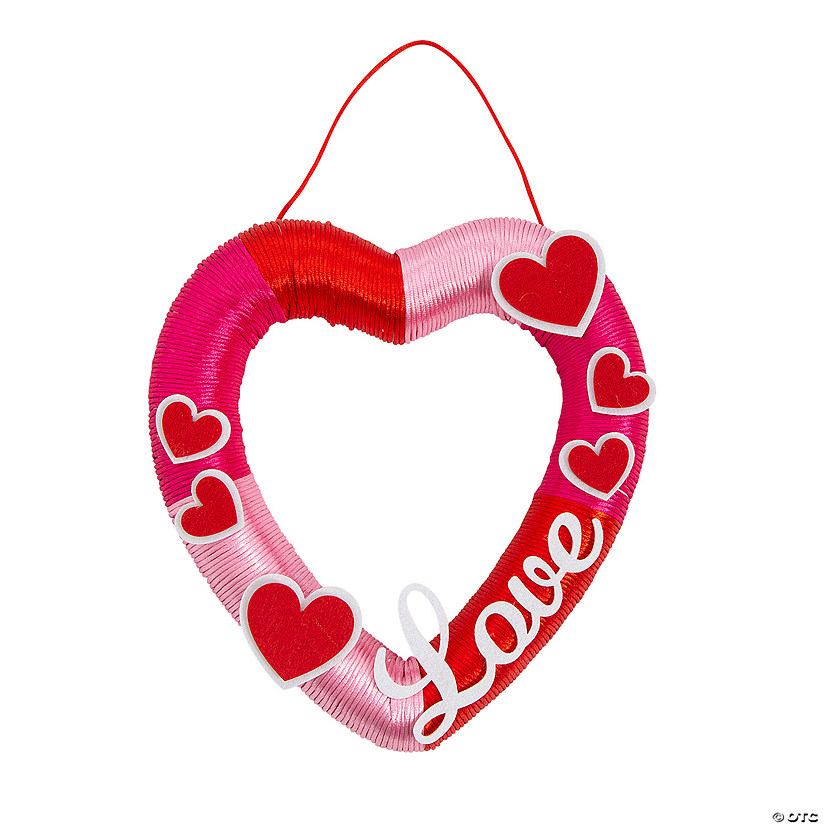 Valentine&#8217;s Day Wrapped Heart Wreath Craft Kit - Makes 3 Image