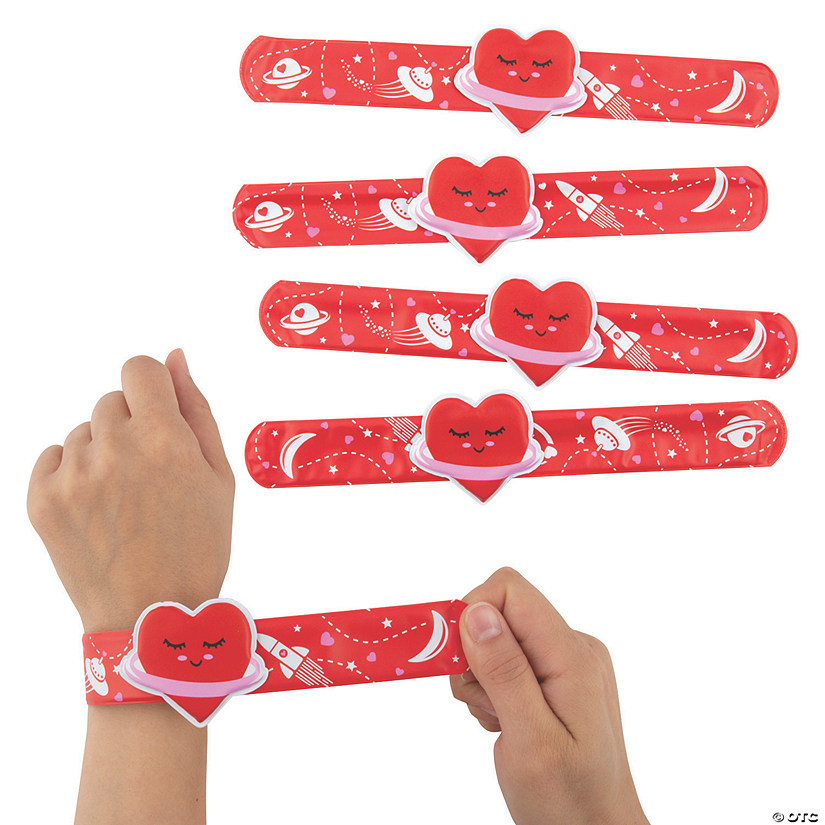 Valentine Slap Bracelets with Charm - 12 Pc. Image