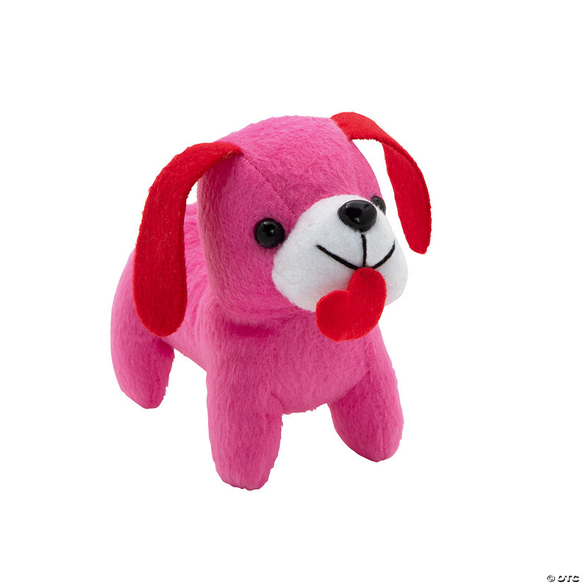 Valentine Stuffed Dogs with Heart - 12 Pc. Image