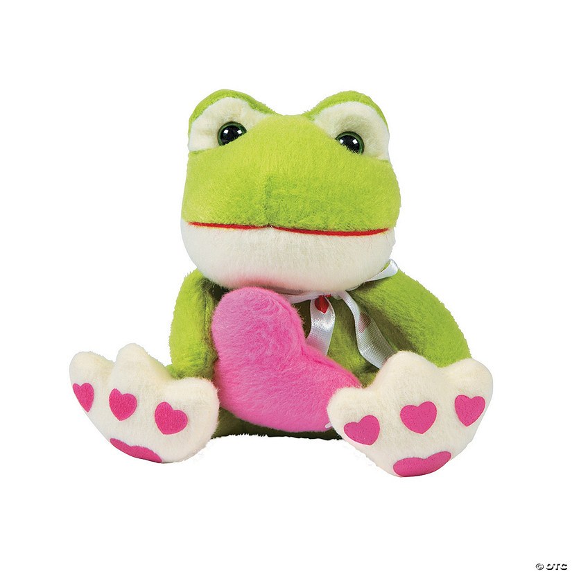 Plush Valentine Frog Holding Heart - Party Favors - 12 Pieces
