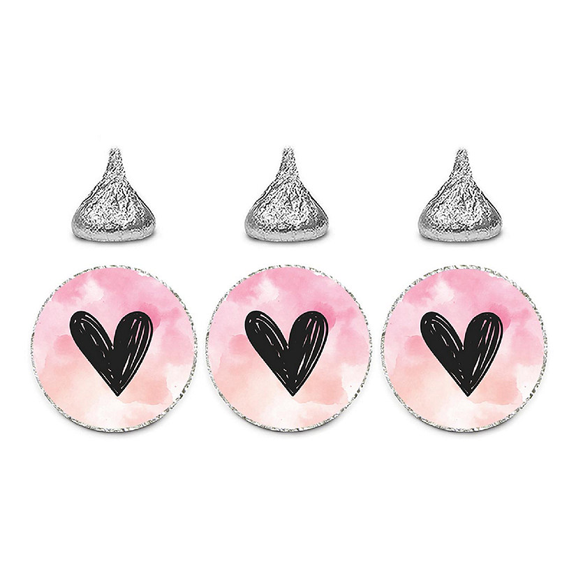 Valentines Black Pink Watercolor Labels Image