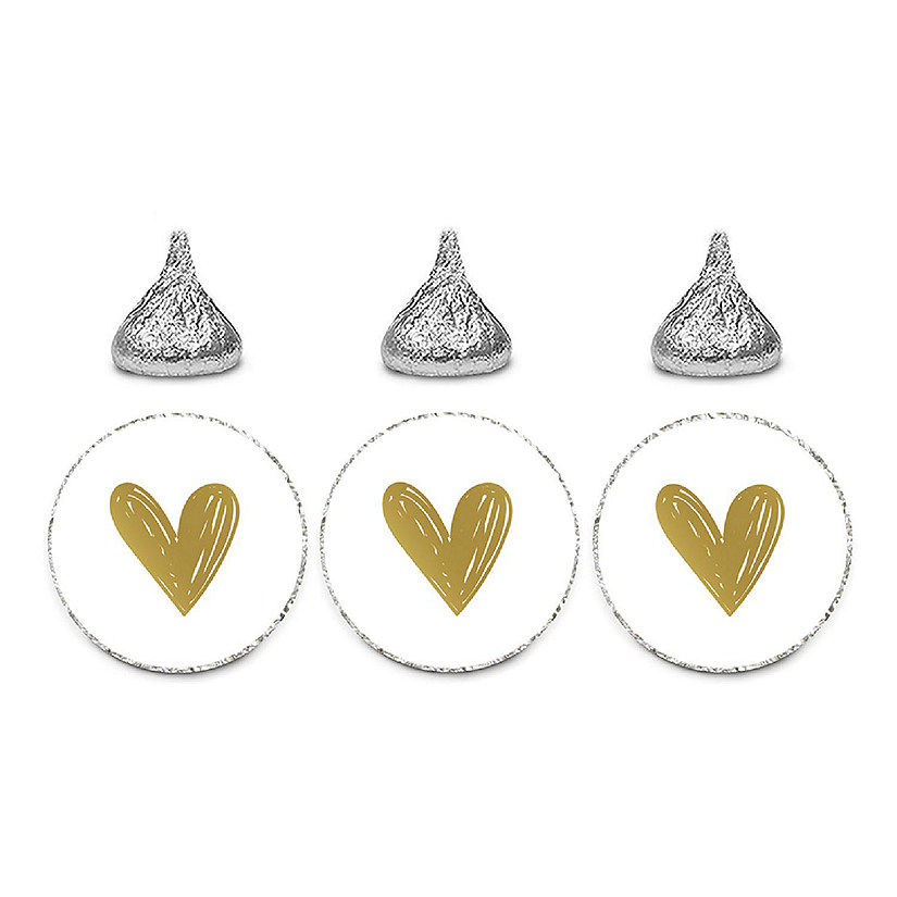 Valentines Gold Scribbled Hearts Labels Image