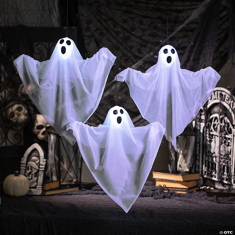 Value LED Hanging Ghosts Halloween Decoration - 3 Pc. Image