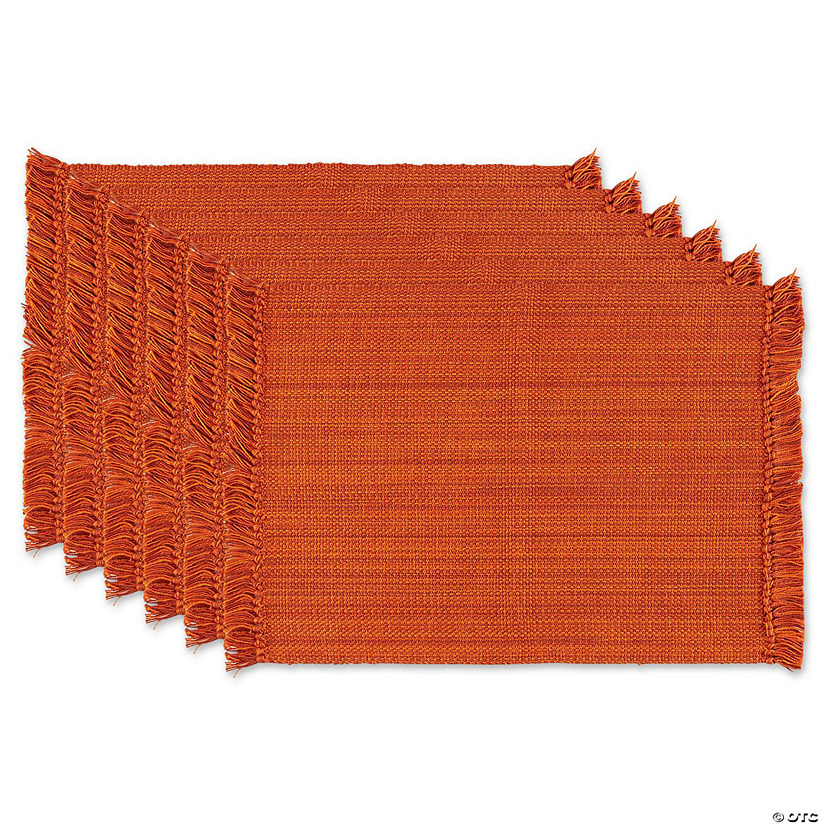 Variegated Burnt Orange Fringe Placemat (Set Of 6) Image