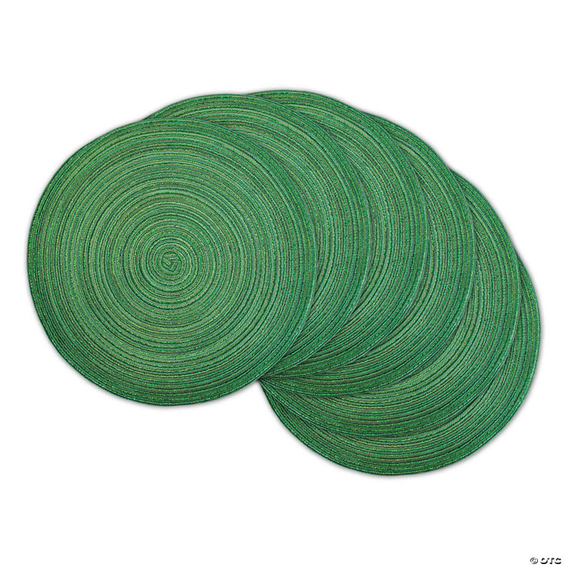 Variegated Green Lurex Round Polypropylene Woven Placemat (Set Of 6) Image