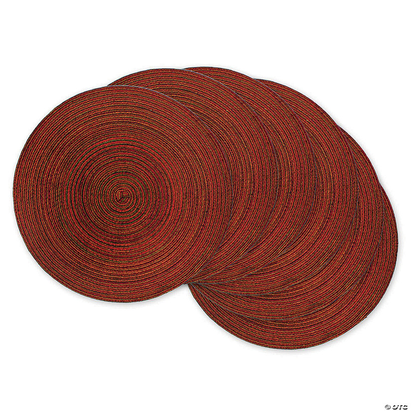 Variegated Red Round Polypropylene Woven Placemat (Set Of 6) Image