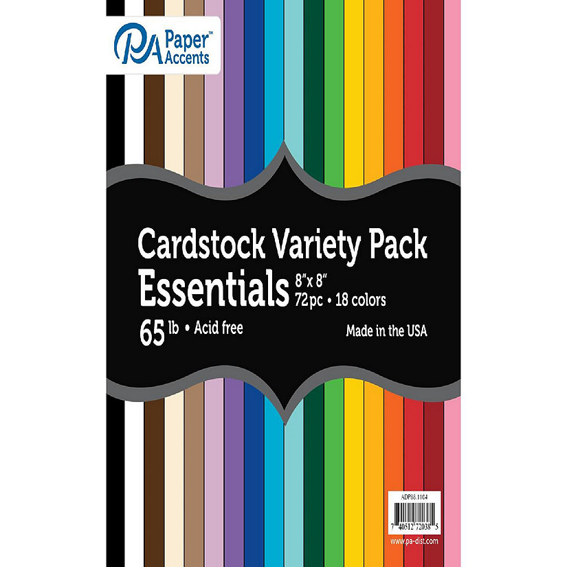 Variety Pack 8x8 72pc 65lb Essential Cardstock Image