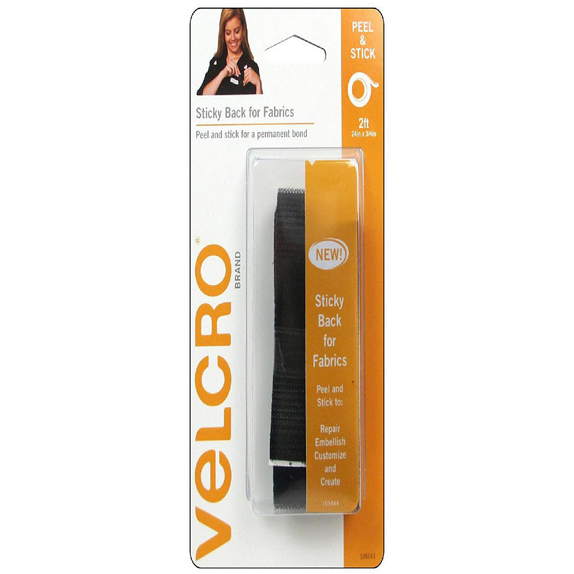 Velcro Sticky Back For Fabrics Tape 3/4x24" Black