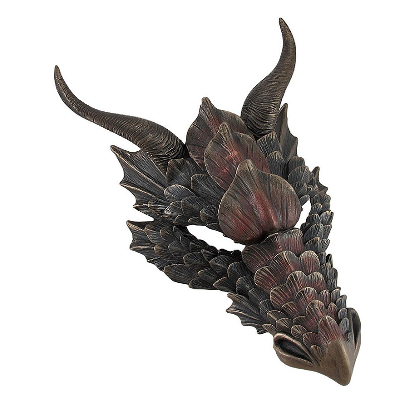 Metallic Bronze Finish Dragon Head Wall Mask Medieval Decor