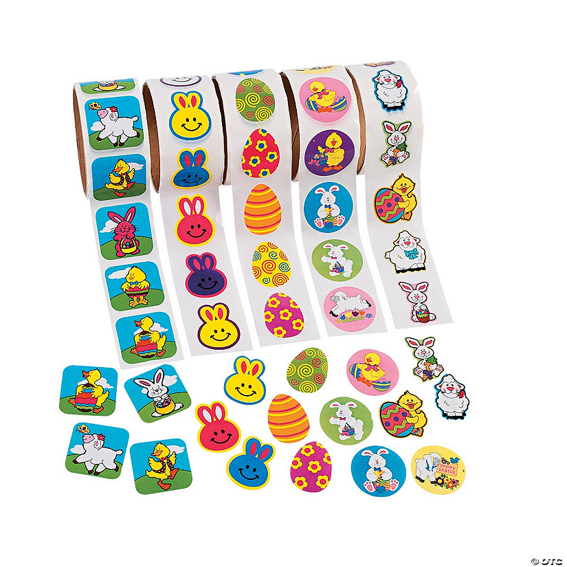 Vibrant Easter Roll Sticker Assortment - 500 Pc. for Crafts and Fun Image