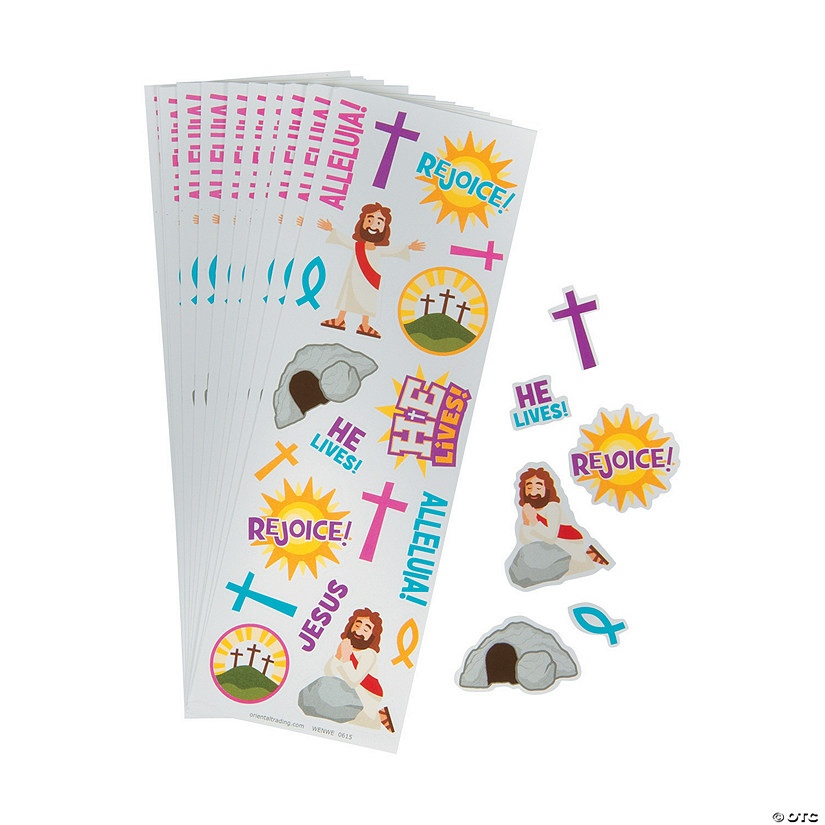 Vibrant He Lives Rejoice Sticker Sheets for Easter - 24 Pc. Image
