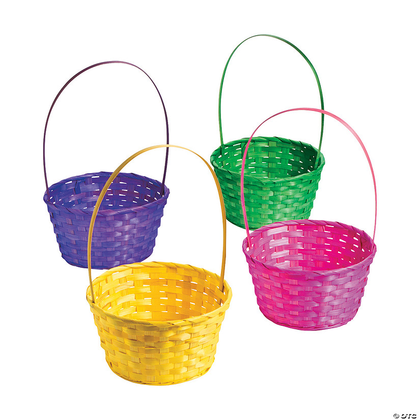 Vibrant Large Solid Color Bamboo Easter Baskets - 12 Pc. Image