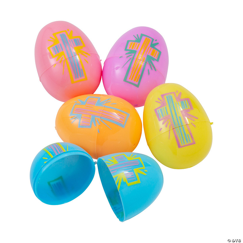 Vibrant Religious Pastel Plastic Easter Eggs - 72 Pc. Image