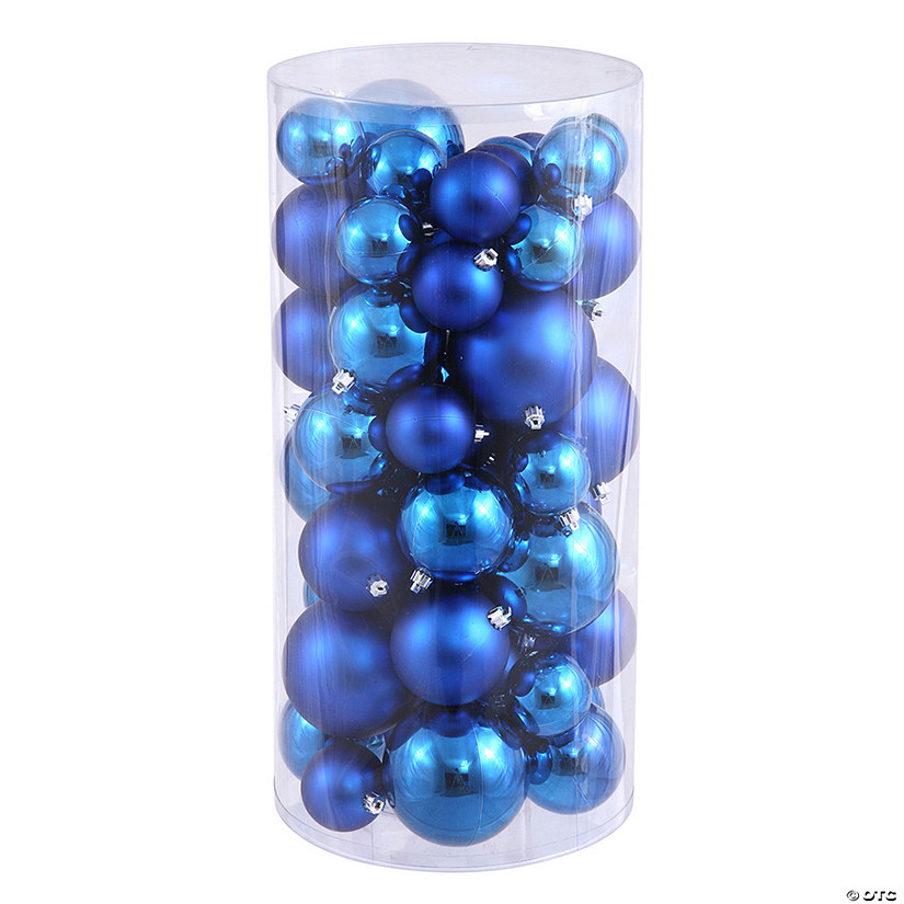 Vickerman 1.5"-2" Blue Shiny and Matte Ball Ornament, 50 per BoProper Image