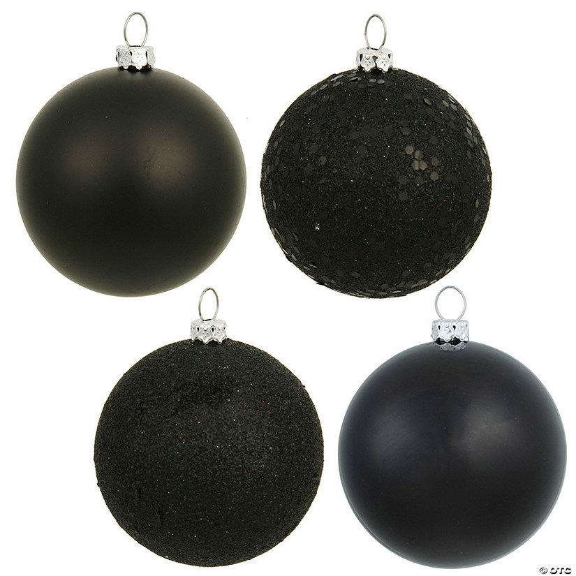 Vickerman 1.6" Jet Black 4-Finish Ball Ornament Assortment, 96 per BoProper Image