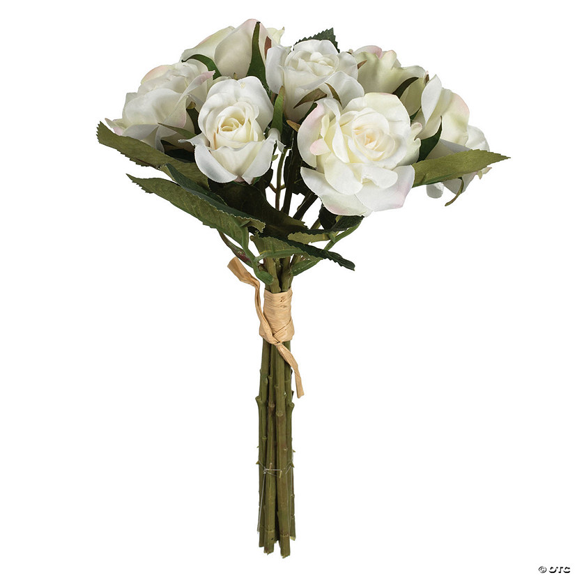 Vickerman 10" Artificial White Rose Bouquet, Set of 3 Image