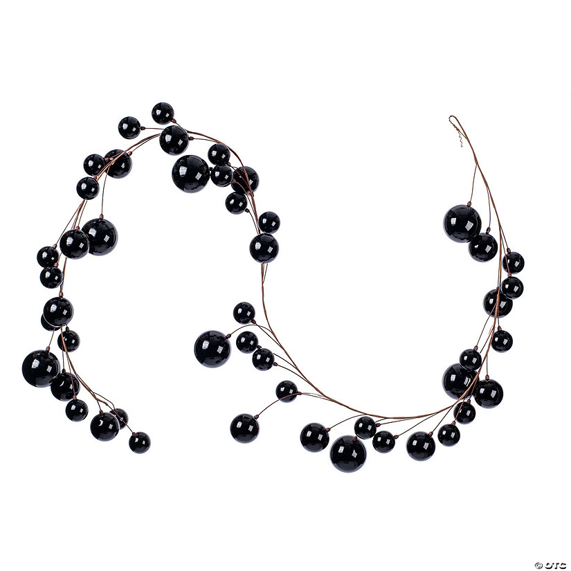 Vickerman 10' Black Pearl Branch Ball Wire Garland. Image