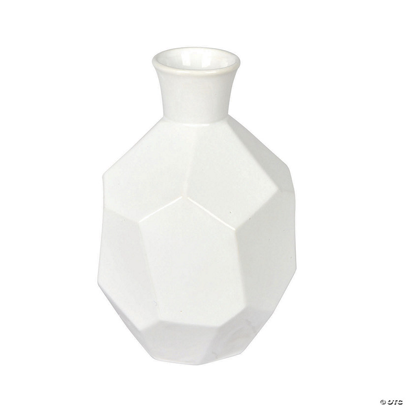 Vickerman 10" White Ceramic Geometric Bottle Image