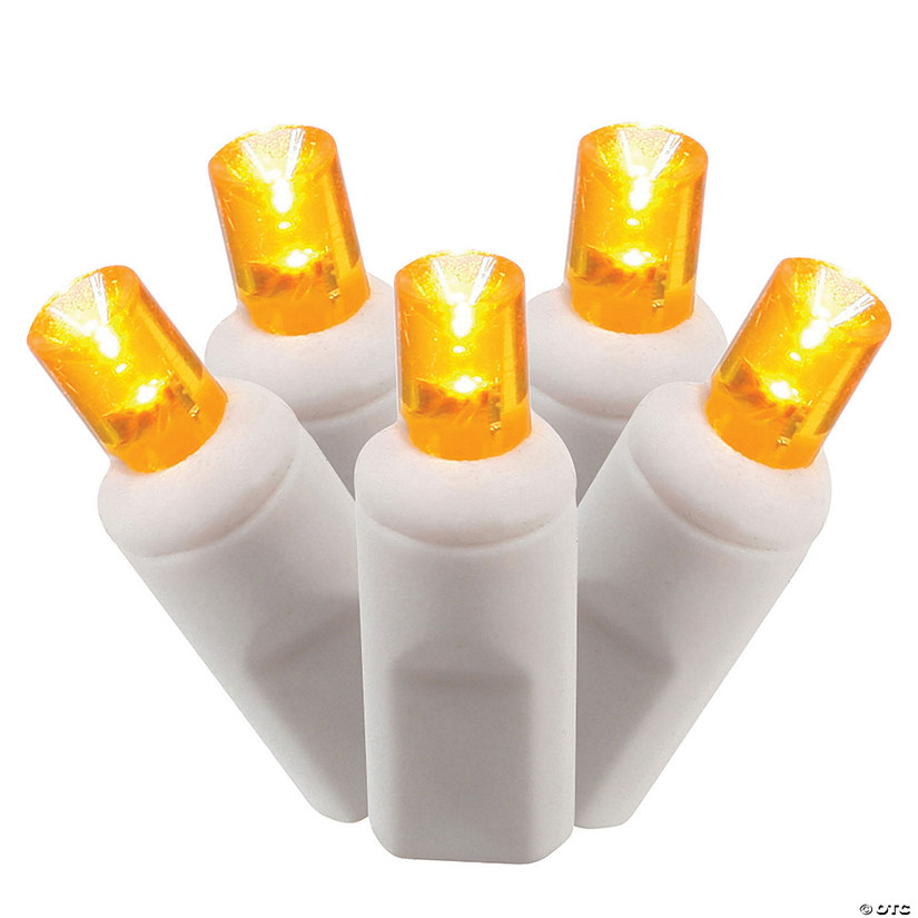 Vickerman 100 Lights LED Orange with White Wire Wide Angle Christmas Light Set - 4"x34' Long Image