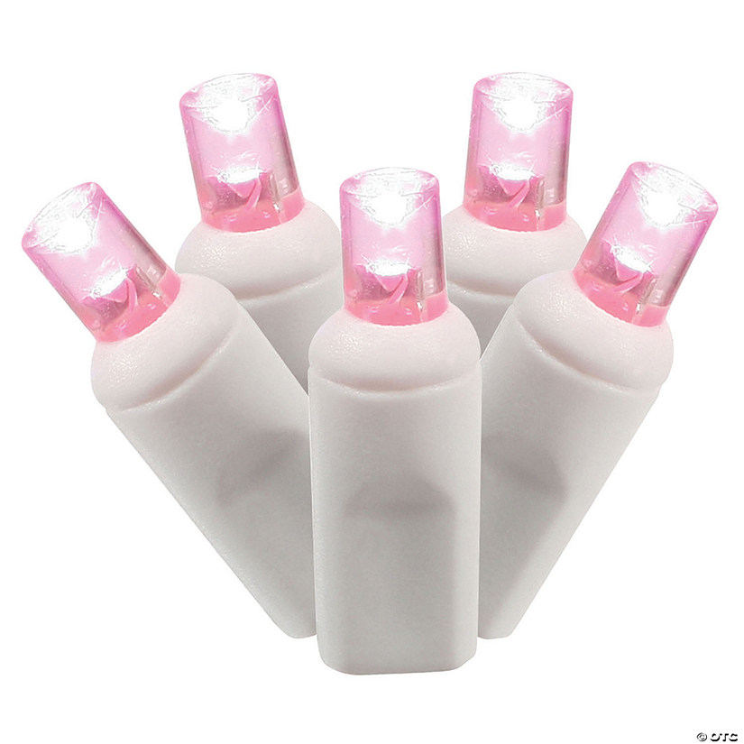Vickerman 100 Lights LED Pink with White Wire Wide Angle Set - 6" Spacing, 50&#39; Long Christmas Light Set Image
