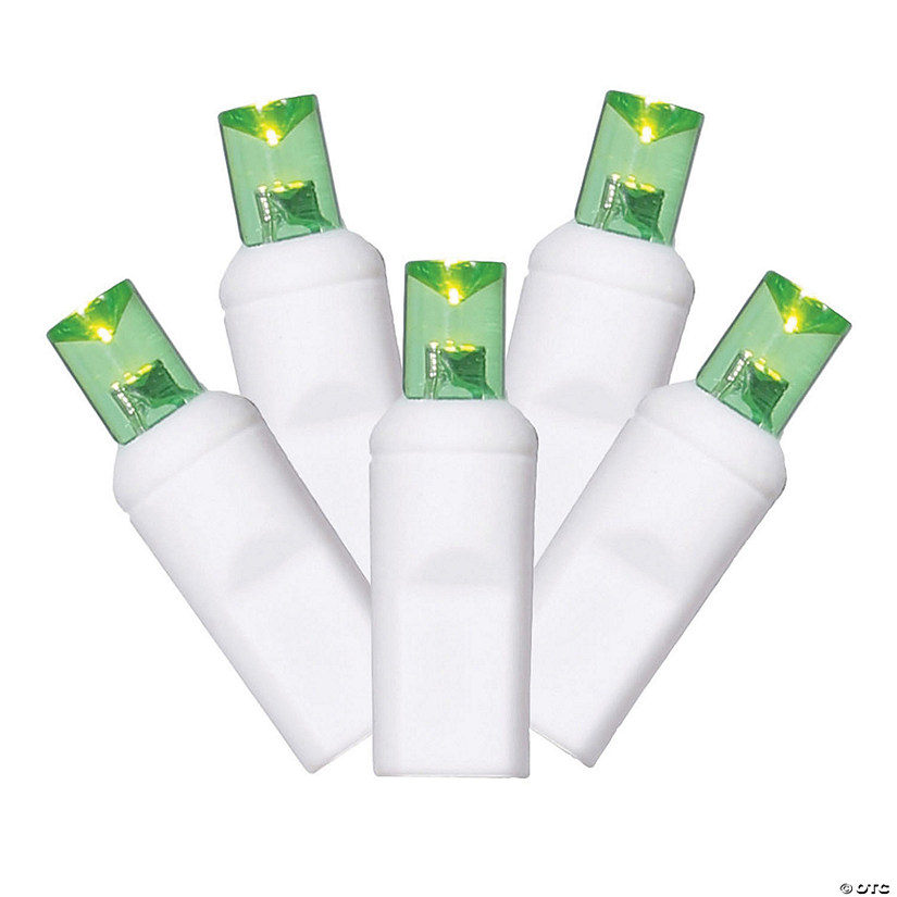 Vickerman 100 Lime Wide Angle LED Single Mold Light on White Wire, 34' Light Strand Image