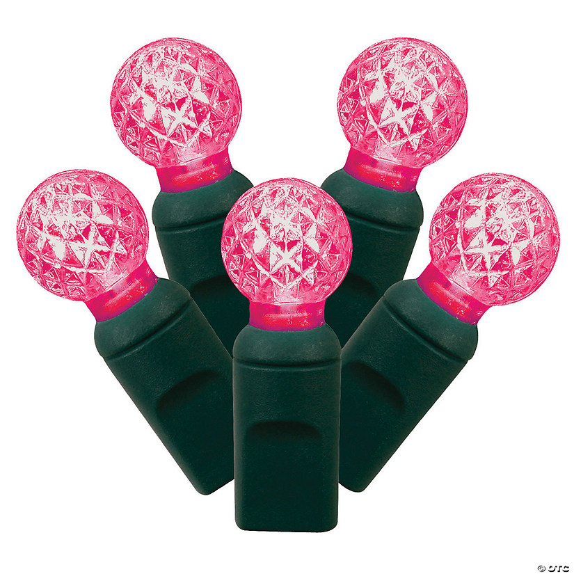 Vickerman 100 Magenta G12 LED Single Mold Light on Green Wire, 34' Light Strand Image