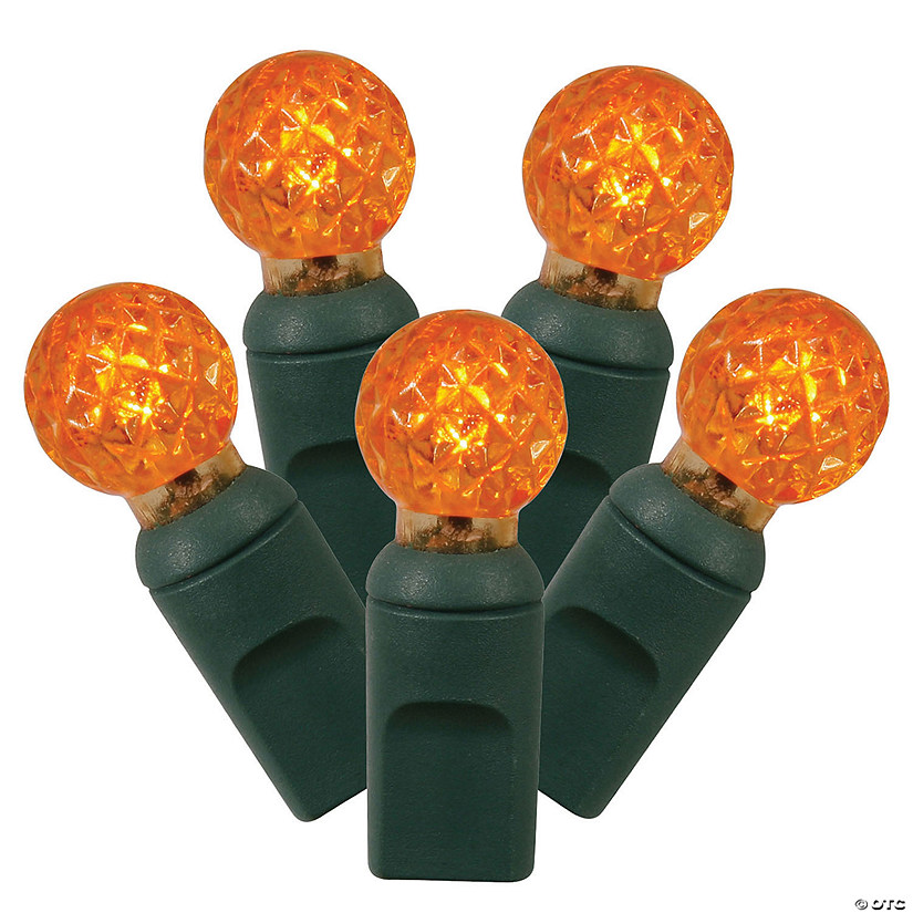 Vickerman 100 Orange G12 LED Single Mold Light on Green Wire, 34' Light Strand Image
