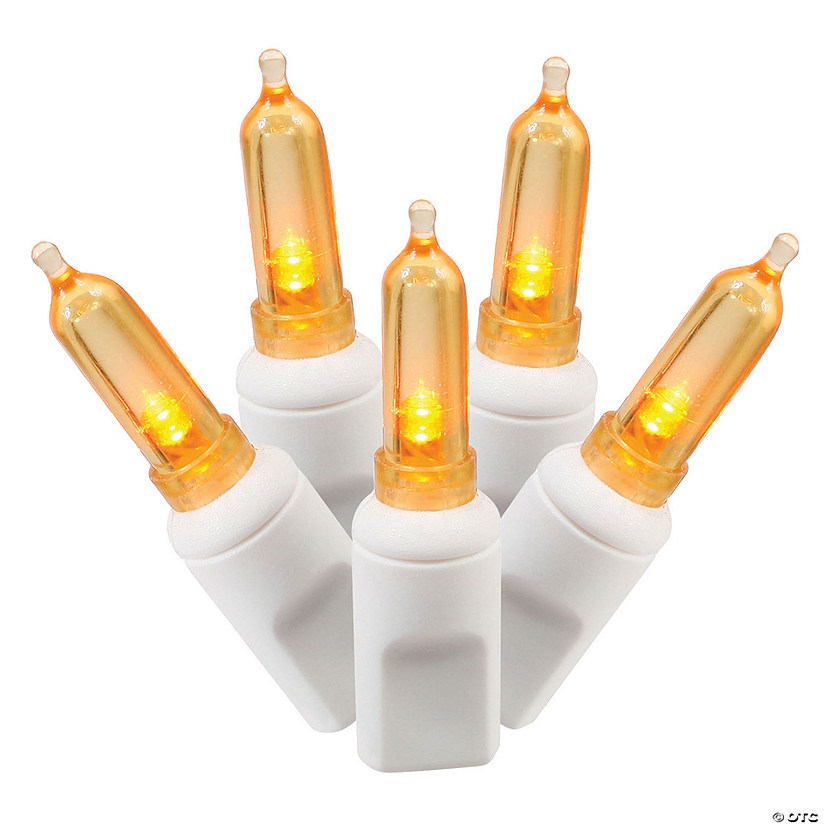 Vickerman 100 Orange Italian LED Single Mold Light on White Wire, 34' Light Strand Image