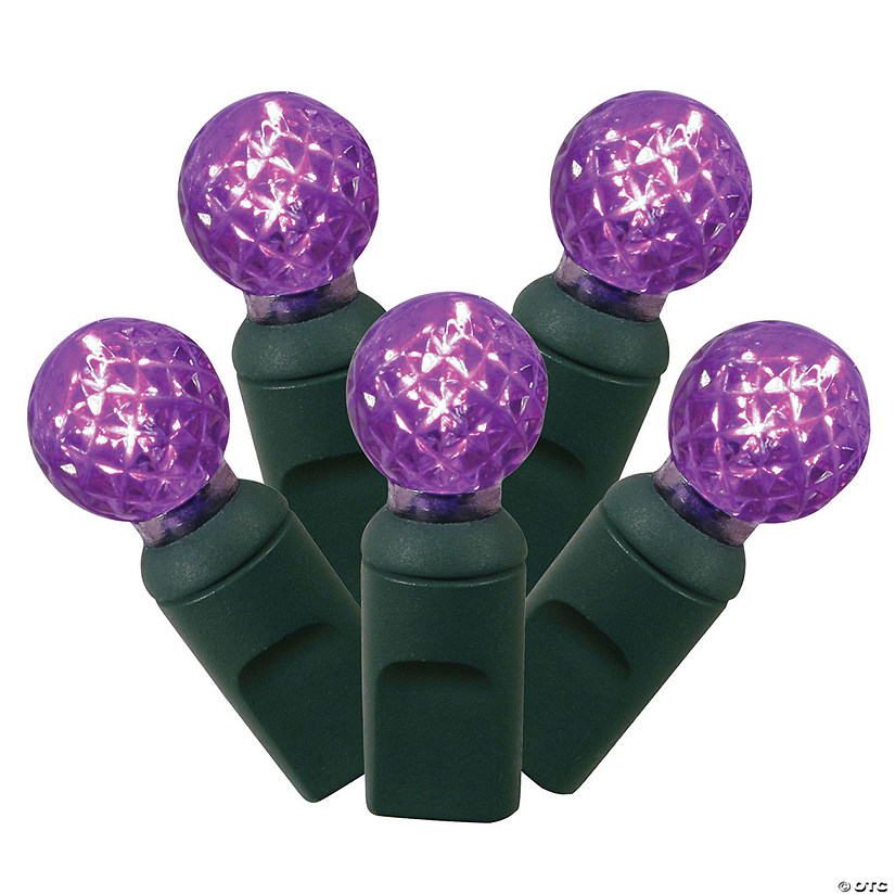 Vickerman 100 Purple G12 LED Single Mold Light on Green Wire, 34' Light Strand Image