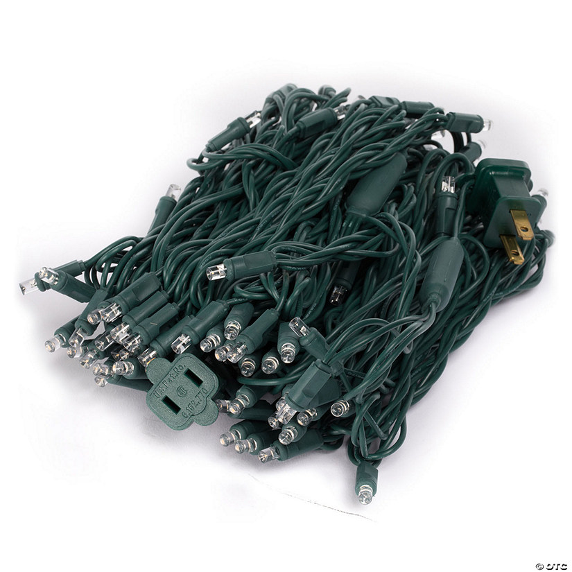 Vickerman 100 Warm White Wide Angle LED Light on Green Wire, 50' Christmas Single Mold Light Strand Image