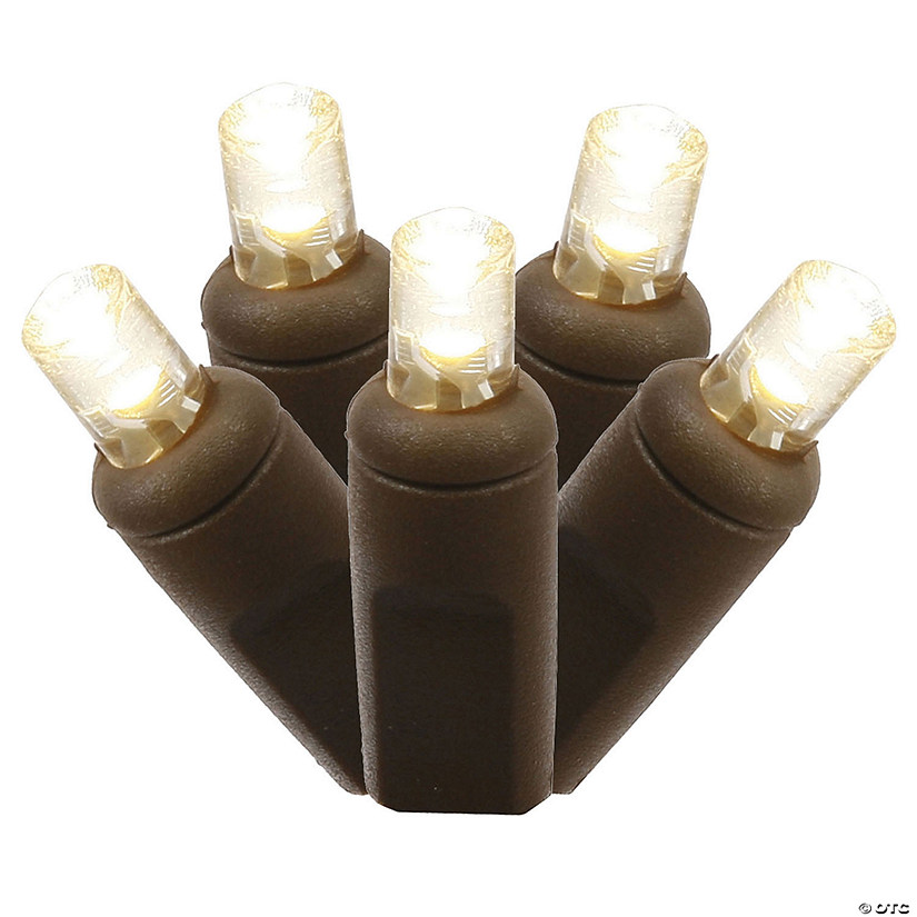 Vickerman 100 Warm White Wide Angle LED Single Mold light on Brown Wire, 50' Light Strand Image