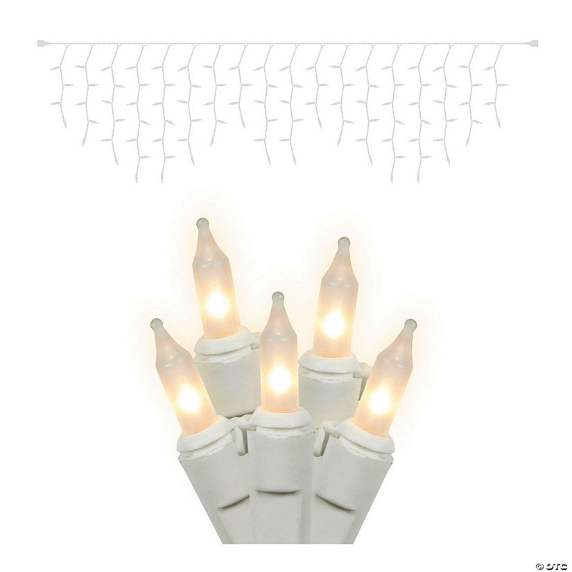 Vickerman 100 White Mini Light Icicle Light on White Wire, 9' Light Strand Image