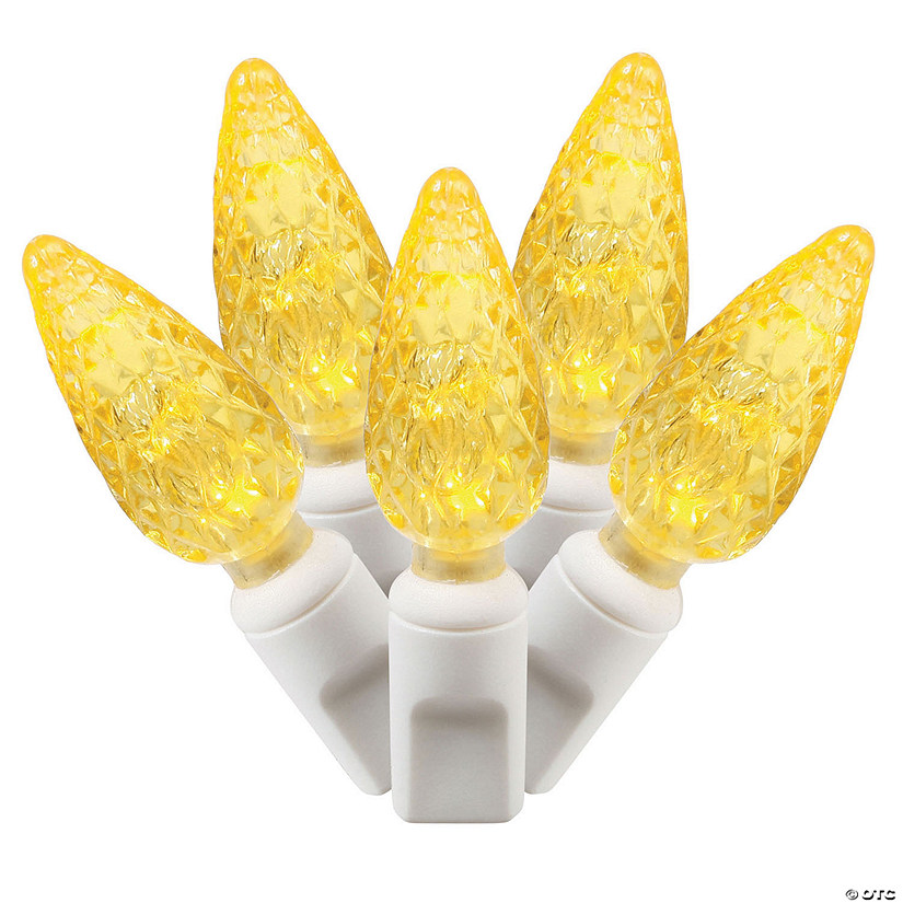 Vickerman 100 Yellow C6 LED Single Mold Light on White Wire, 34' Light Strand Image