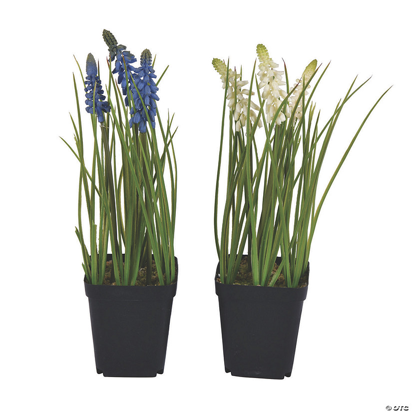 Vickerman 11" Hyacinth in Black Plastic Planters Pots, Set of 3 Image