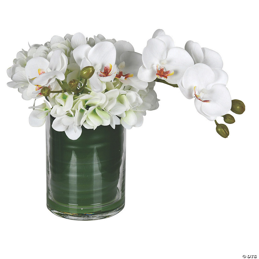 Vickerman 11" White Orchid In Glass Pot Image