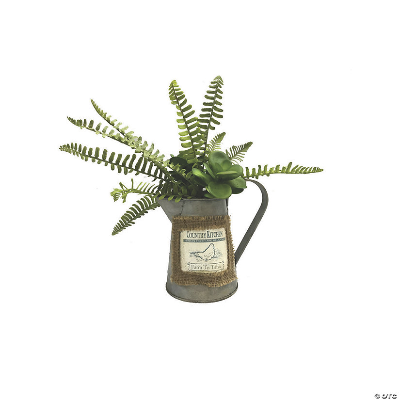 Vickerman 12" Artificial Green Fern in Rustic Tin Image