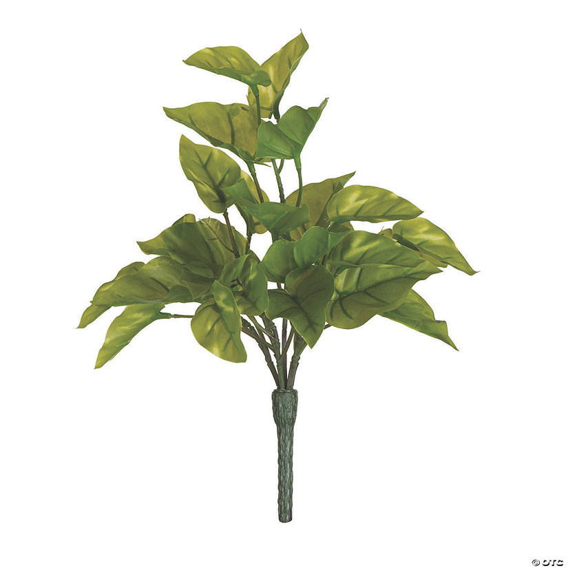 Vickerman 12" Artificial Green Pothos Leaf Bush - 3/pk Image
